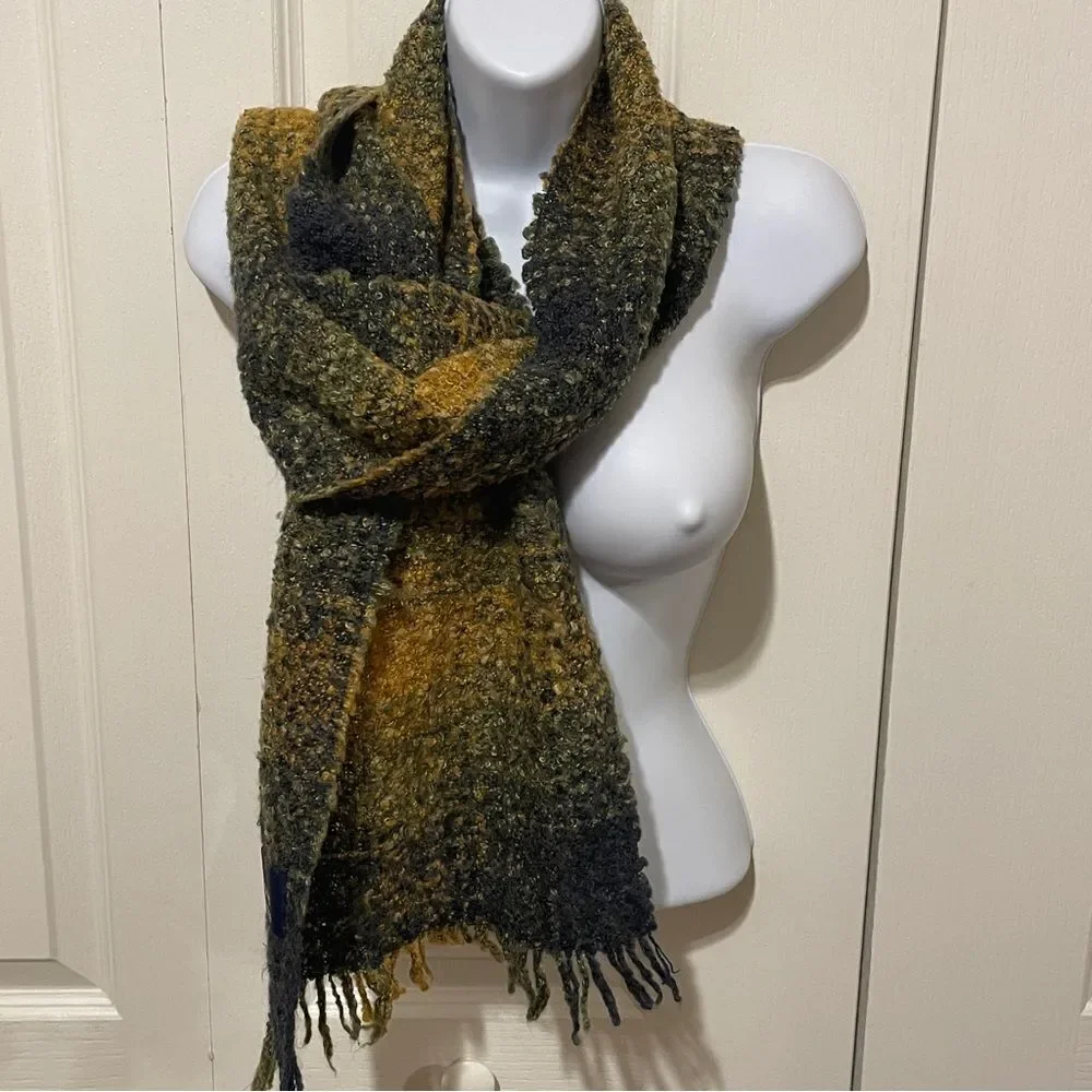 Dennis Basso Wool Ombre Gold Yellow Gray Scarf